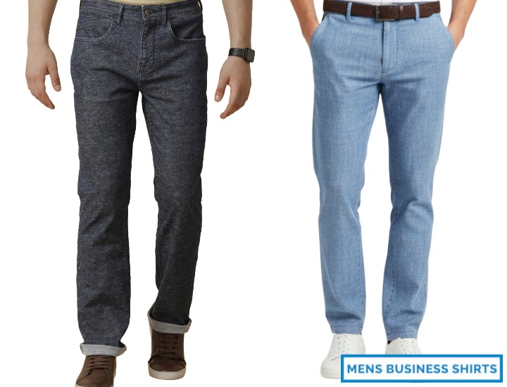 Mens linen denim blend jeans