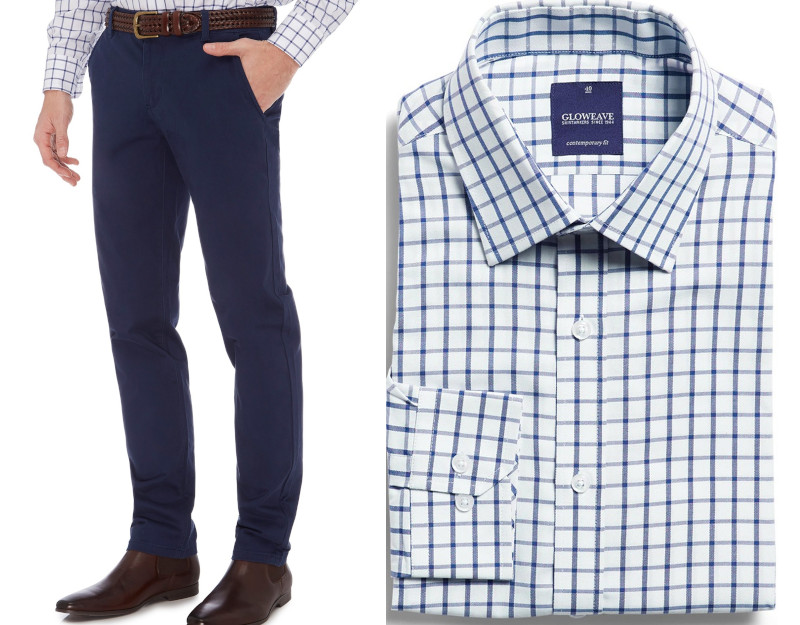 Slim Fit Cotton Chino and Check Shirt Combination