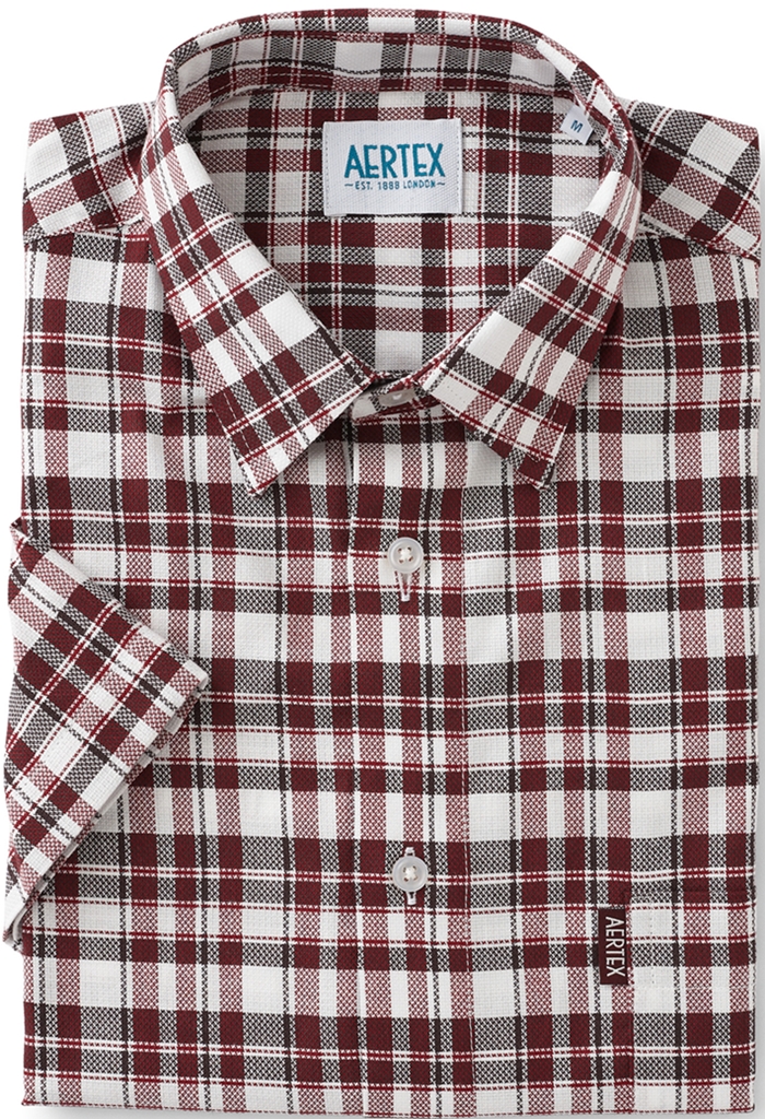 Aertex red check short sleeve shirt
