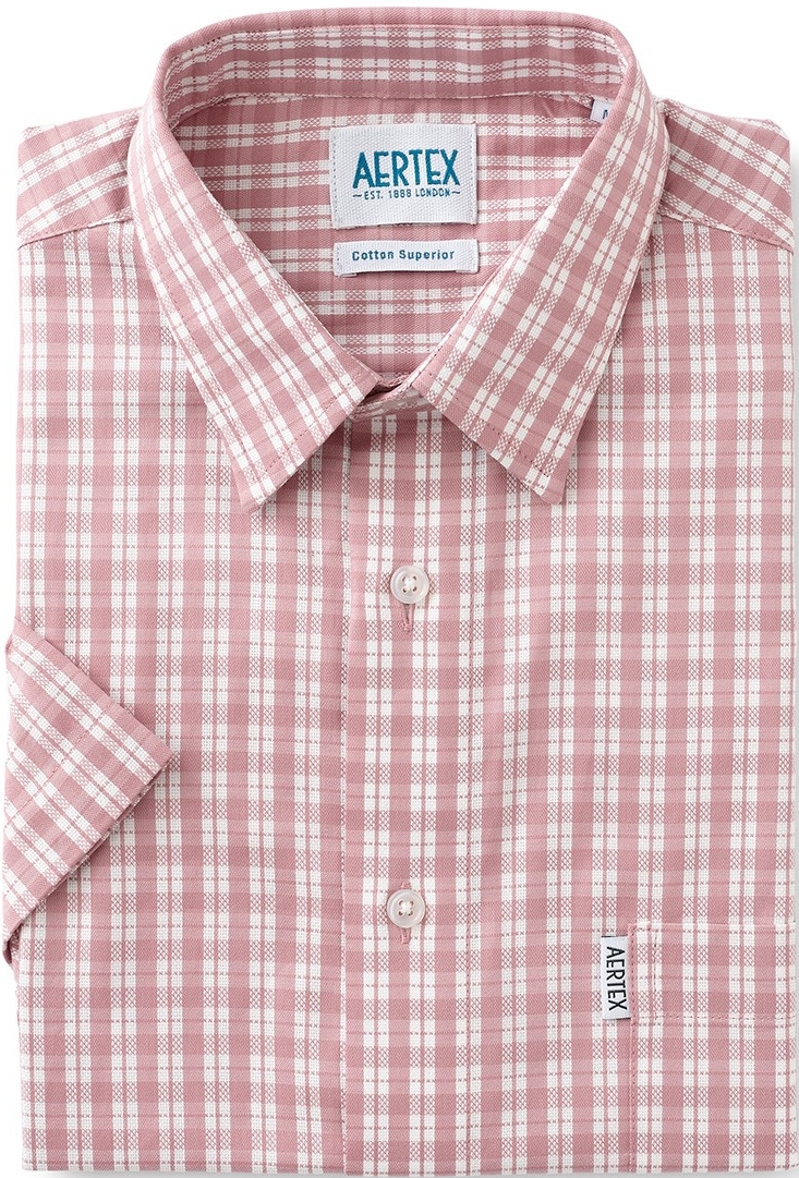 Aertex short sleeve pink check shirt