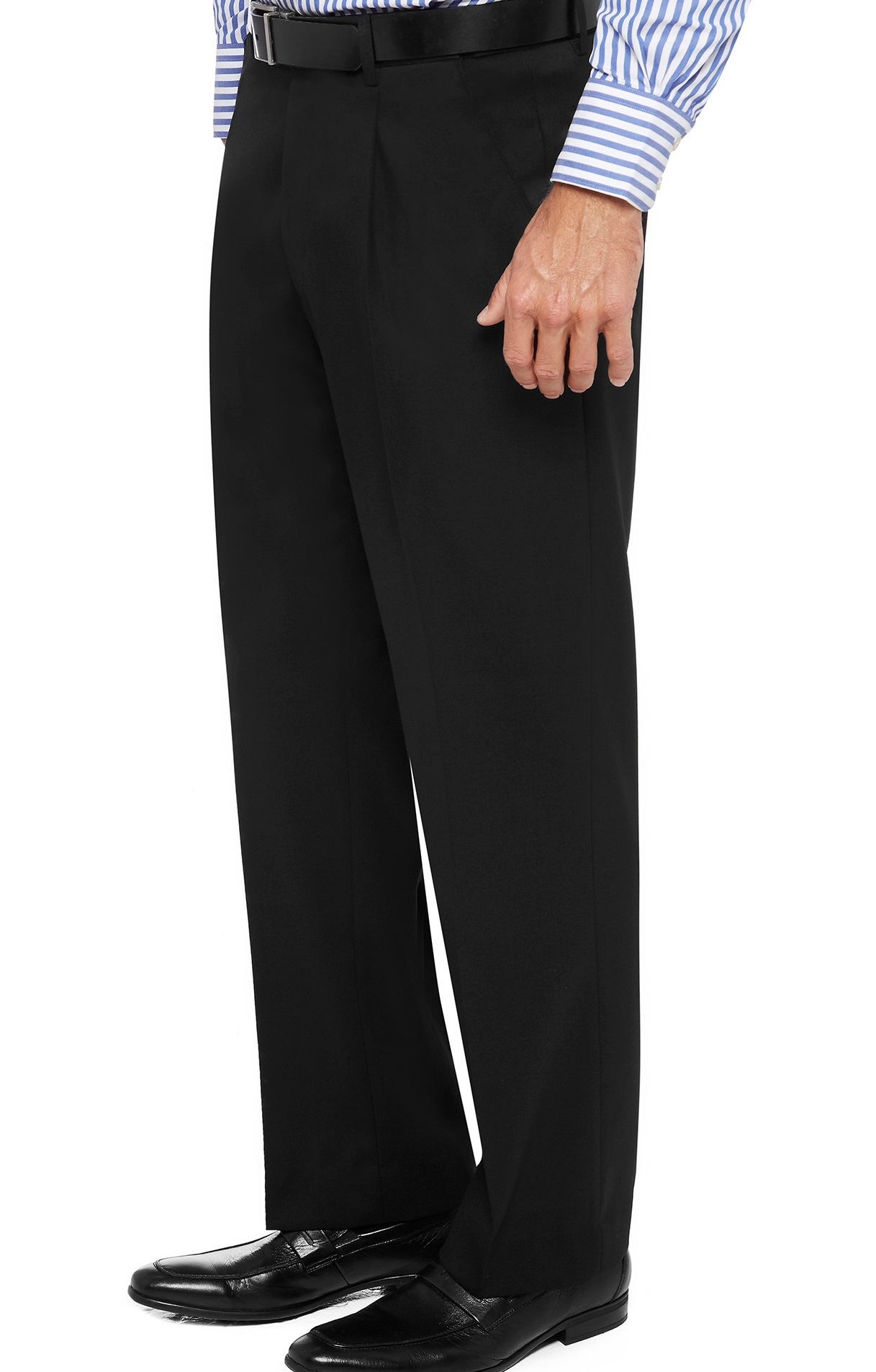 Big mens City Club wool blend pleat trouser black