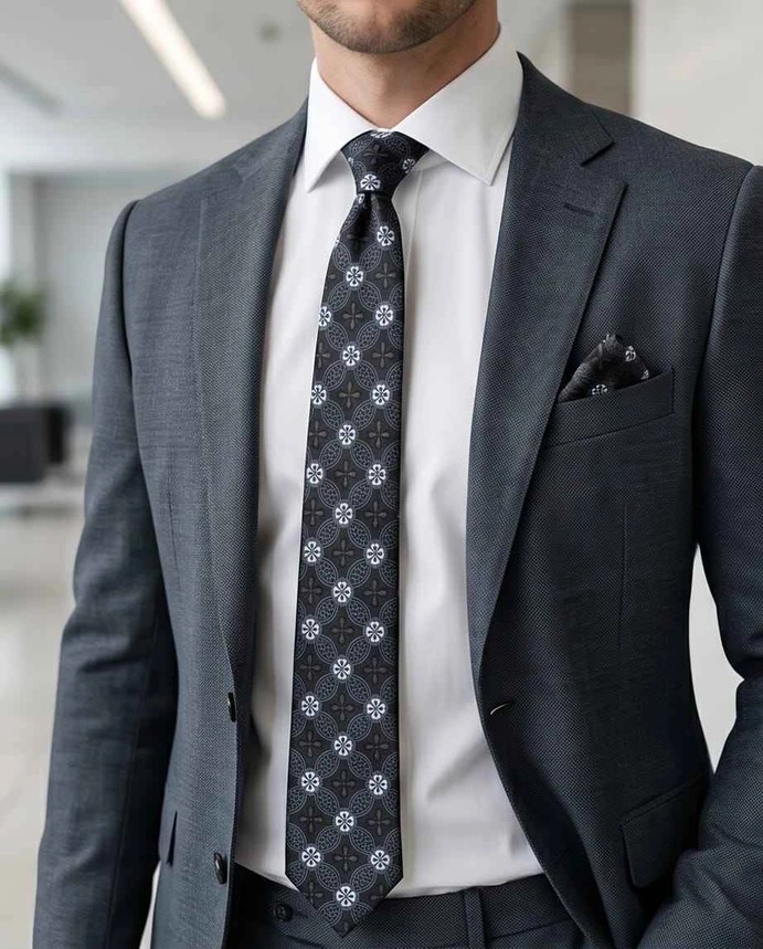 Black Geometric tie