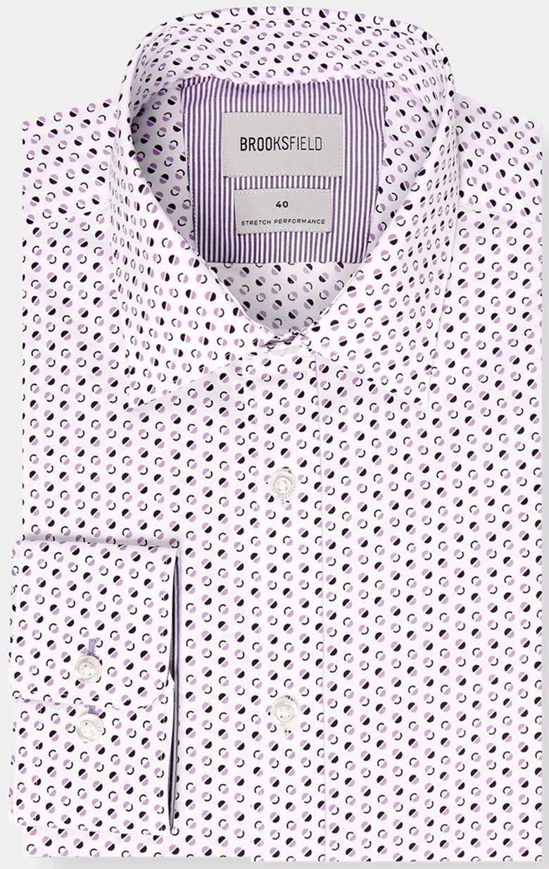 Brooksfield Lilac retro print shirt