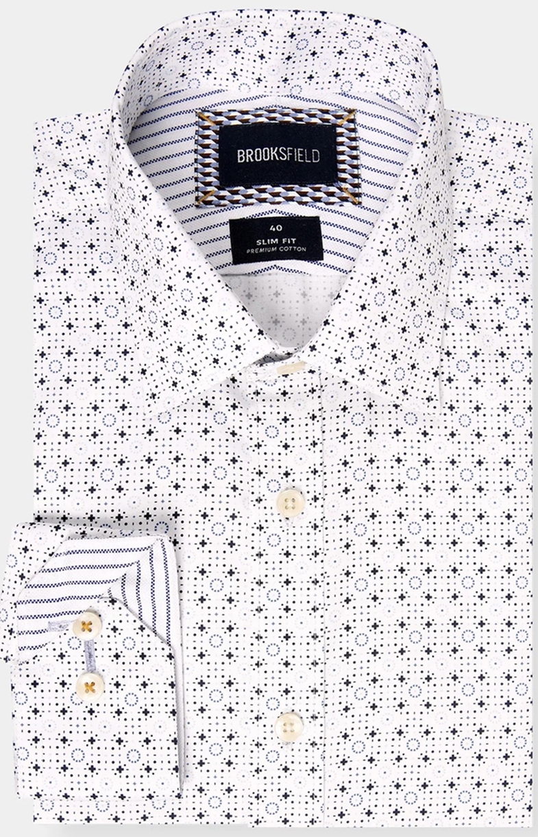 Brooksfield navy print shirt