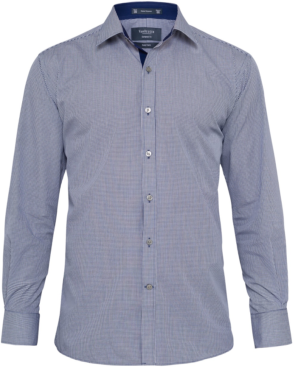 Van Heusen Euro Tailored Fit Easy Care Check Shirt. Sizes 37cm to 52cm