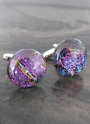 Cufflinks Glass One Eyed Cat Design