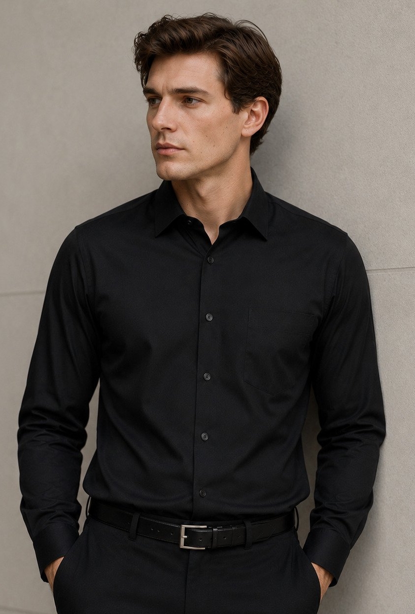 David Marcs Black Business Shirt