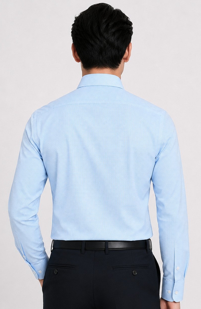 David Marcs Mico Check Blue Business Shirt