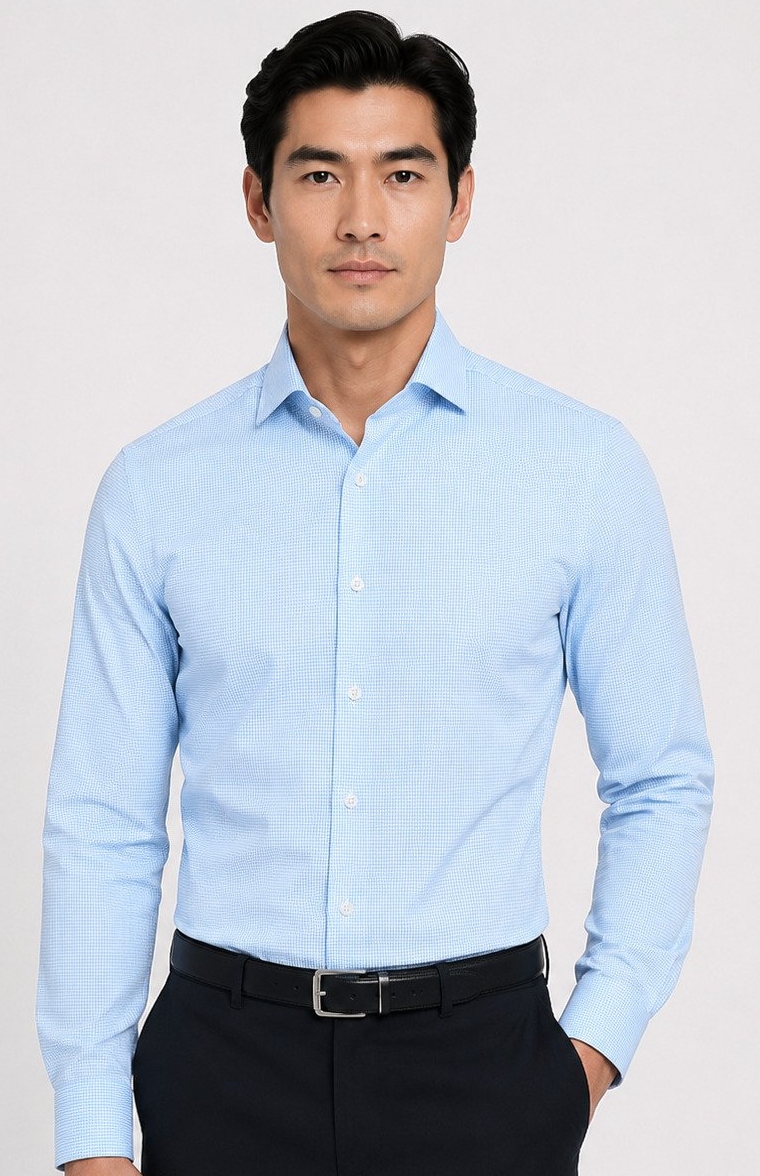David Marcs Mico Check Blue Shirt