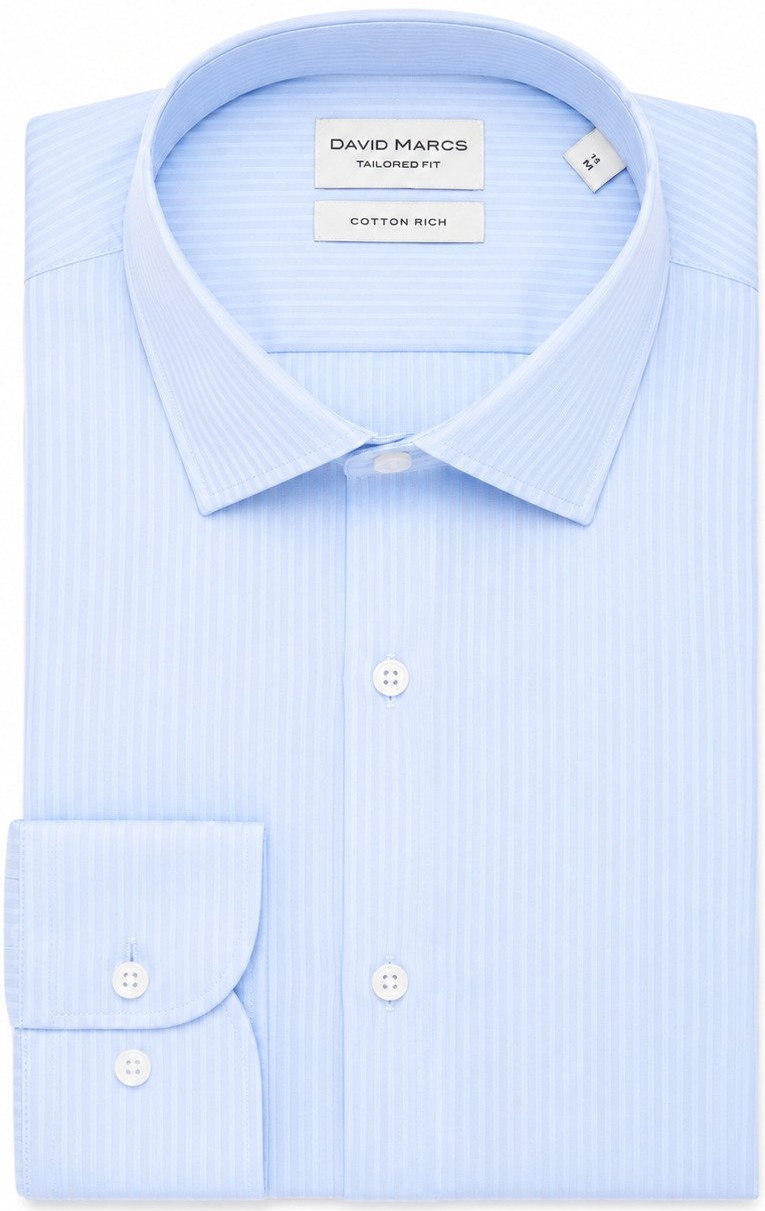 David Marcs Shirt Blue Doby Stripe Shirt