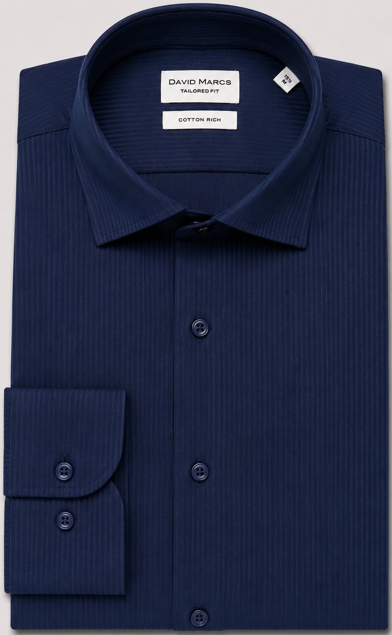 David Marcs Shirt Navy Doby Stripe Shirt