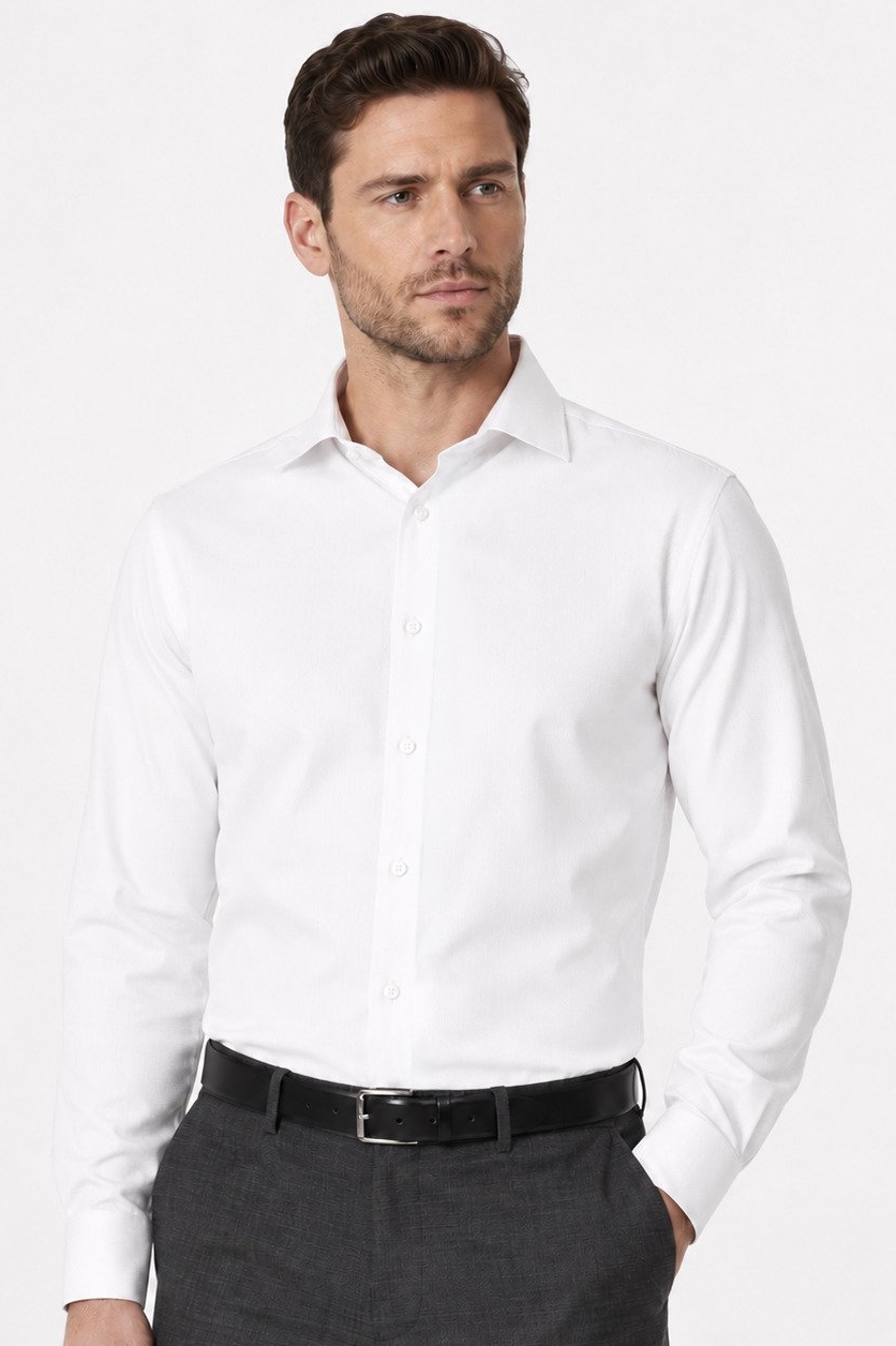 David Marcs Tailored Fit White Business Shirt