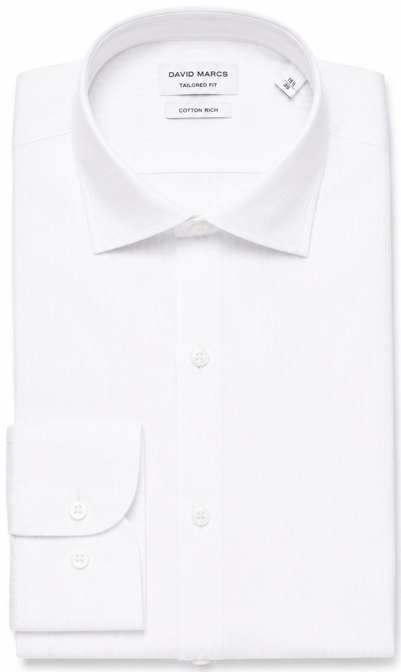 David Marcs Tailored Shirt White Doby Stripe Shirt
