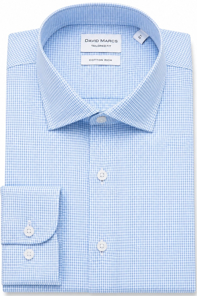 David Marcs Tailored Fit Yarn Dyed Check Shirt