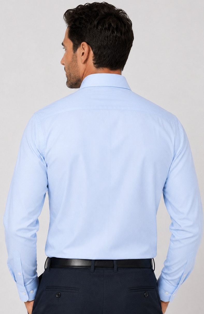 David Marcs Tailored Shirt Blue Doby Stripe Shirt