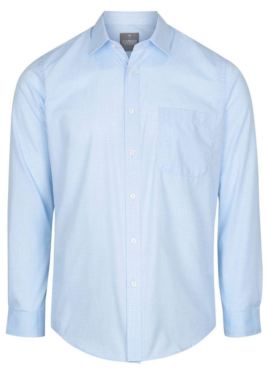 Gloweave Contemporary Fit Mini Check Poly Cotton Shirt. 37cm to 54cm