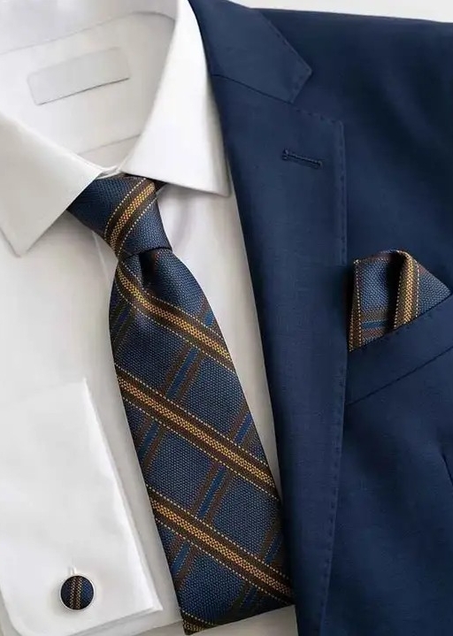 Navy base plaid tie