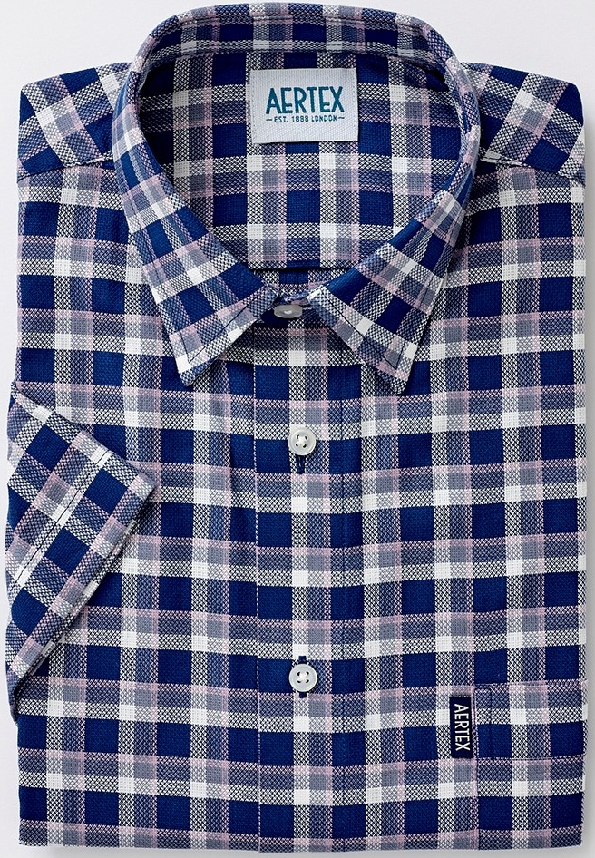 navy check short sleeve shirt