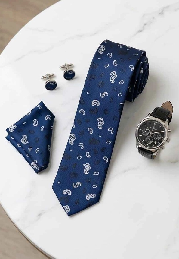 Paisley tie in navy