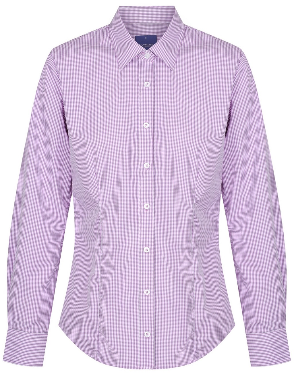 womens long sleeve gingham shirt lilac