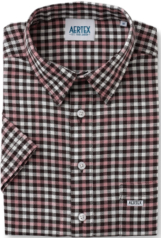 Aertex short sleeve chocolate and pink shirt