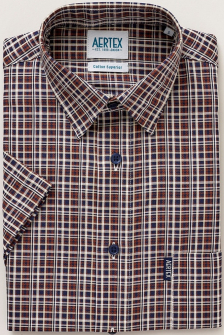 choclate check shirt in short sleeve