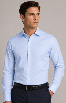 David Marcs Tailored Fit Blue Poplin Shirt