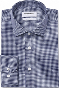 David Marcs Tailored Fit Navy Check Shirt