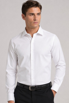 David Marcs Tailored Fit White Poplin Shirt