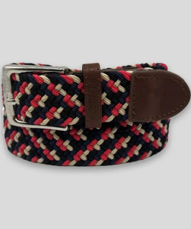  Custi Mikelo Webbing Belt Red/Beige /Navy One Size Fits All. Made in Spain
