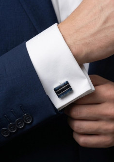 mens blue sparkle cufflinks