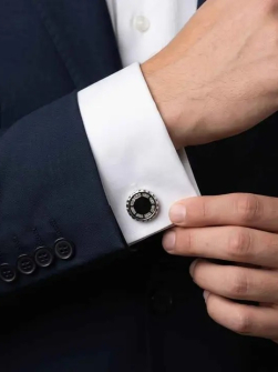 mens boxed cufflinks black