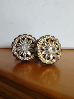 Mens Cufflinks Gold and Silver Flowery Sparkles in Gift Box. One Set Only