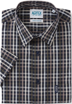 Navy check short sleeve shirt