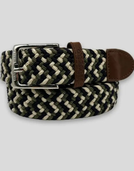  Custi Mikelo Webbing Belt Beige/Black/Khaki One Size Fits All. Made in Spain
