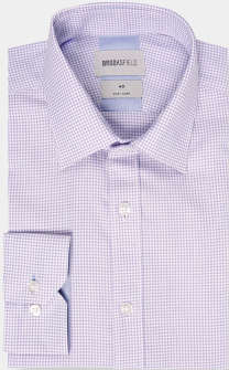 Brooksfield lilac mini check mens shirt