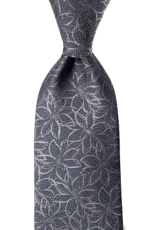 grey floral silk tie