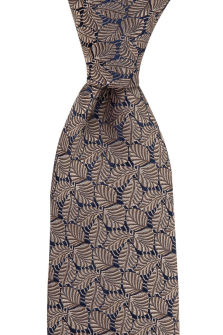 Joe Black 100% Silk Bronze on Navy Leaf Design Tie. Width 7.5cm