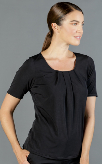 womens black short sleeve knit top