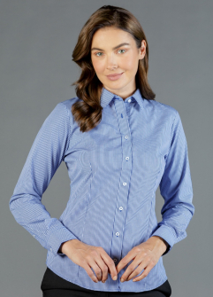 womens long sleeve gingham shirt navy